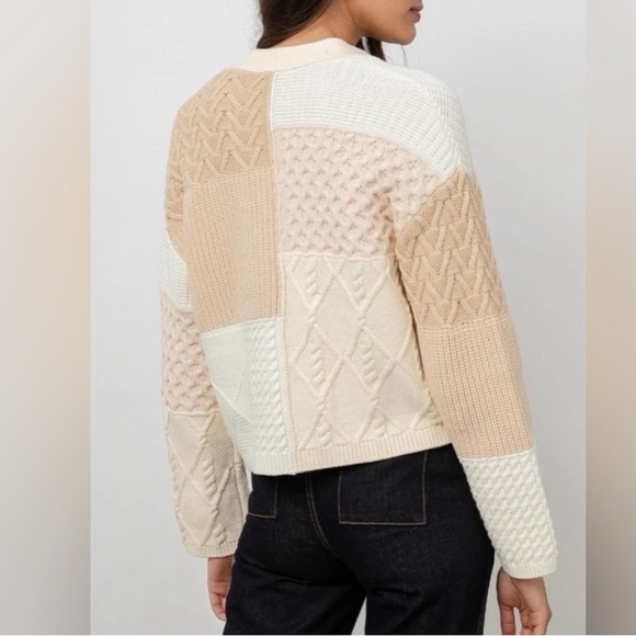 Rails Reese Cream/Tan Patchwork Knit Button up Cardigan Sweater Women's Size Xs - Picture 6 of 9